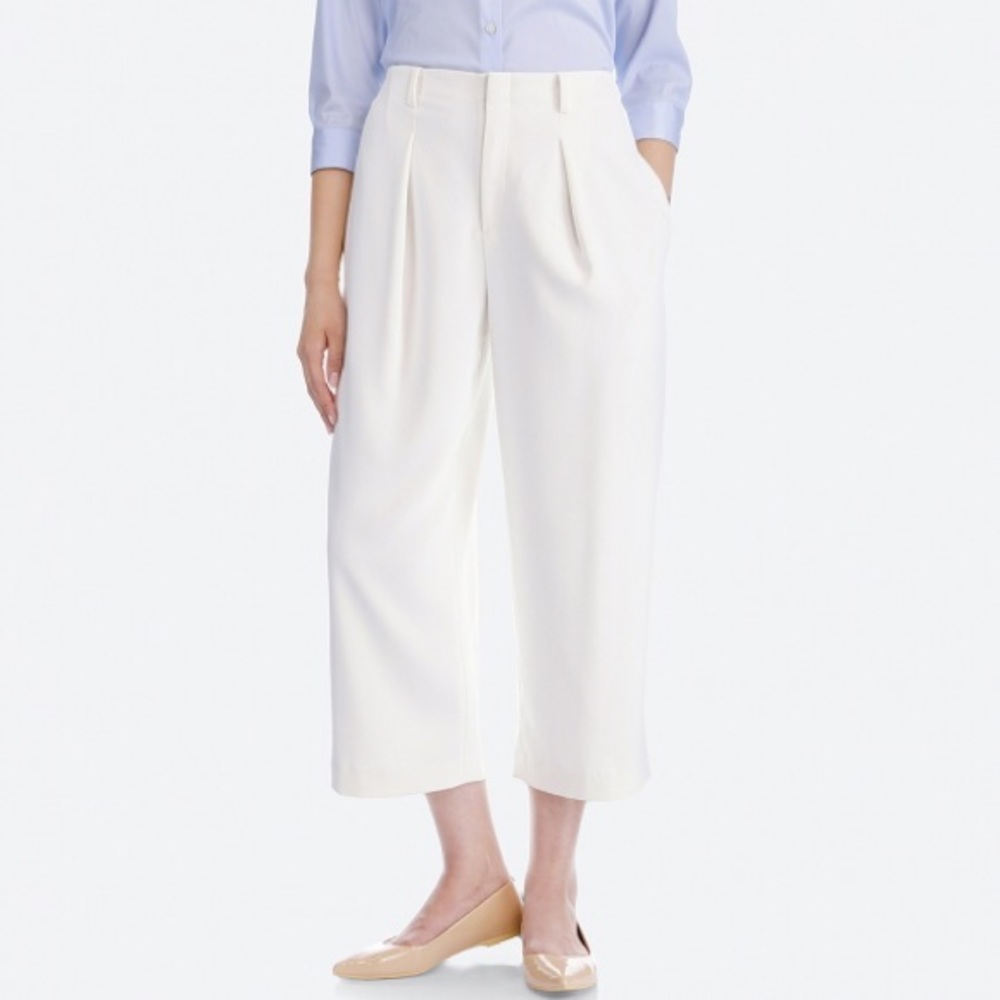 Uniqlo white drape gaucho pants